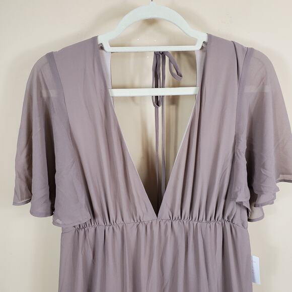 Show Me Your Mumu Faye Flutter Maxi Dress in Dune Chiffon Women's Size XL - Picture 6 of 12